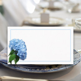 Blauw Hemels Echte Hortensia Bloem Begeleiding Zit Plaatskaartje