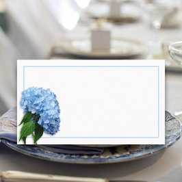 Blauw Hemels Echte Hortensia Bloem Begeleiding Zit Plaatskaartje