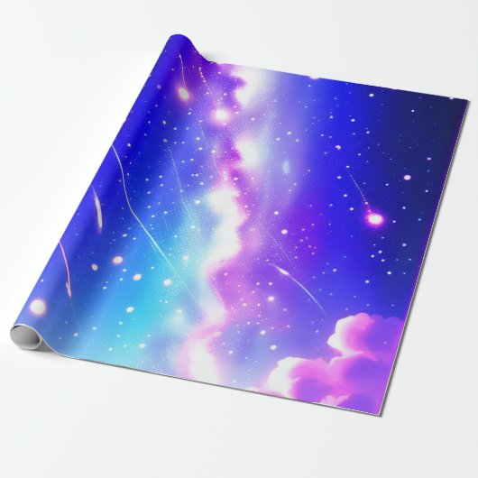 Blauw Hemels Wonders Verjaardagscadeau Inpakpapier (Uitgerold)