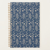 Blauw Herfst bladeren botanisch patroon Planner (Voorkant)