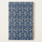 Blauw Herfst bladeren botanisch patroon Planner (Achterkant)