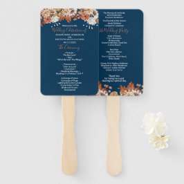 Blauw Herfst Bloemboeket Huwelijksprogramma Handve Handwaaier