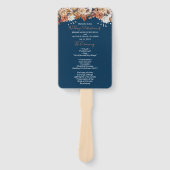 Blauw Herfst Bloemboeket Huwelijksprogramma Handve Handwaaier (Voorkant)