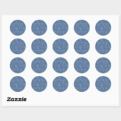 Blauw herfstblad en bosbessen ronde sticker (Vel)