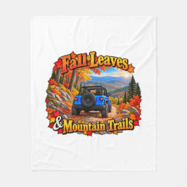Blauw_Herfstbladeren & Bergpaden Fleece Deken