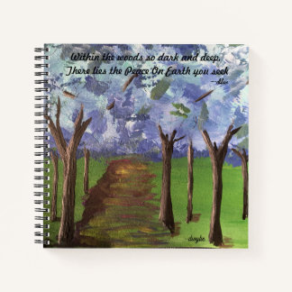 Blauw herfstbos notitieboek
