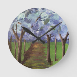 Blauw herfstbos ronde klok