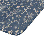 Blauw herfstloof botanisch patroon snijplank (Hoek)
