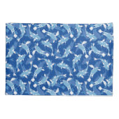 Blauw Herhalend Motief | Koi vispatroon Kussensloop (Achterkant)