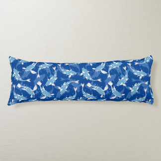 Blauw herhalend motief | Koi-vispatroon Lichaamskussen