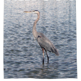 Blauw Heron-douchegordijn Douchegordijn