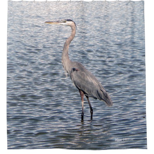 Blauw Heron-douchegordijn Douchegordijn (Voorkant)