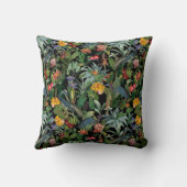 Blauw Heron Tropisch Oerwoud Patroon zwart Kussen (Achterkant)