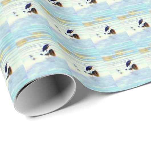 blauw heronpatroon Thunder_Cove Cadeaupapier (Rol Hoek)