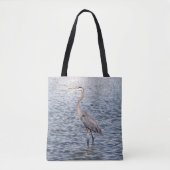 Blauw Heronwater over de hele canvas tas (Voorkant)