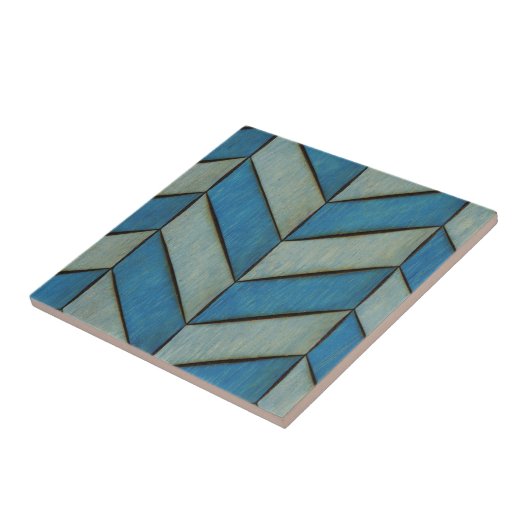 Blauw herringbone tegeltje (Zijkant)