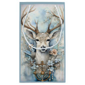 Blauw hert met bloemenkrans klein cadeauzakje (Achterkant)