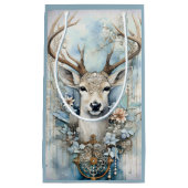 Blauw hert met bloemenkrans klein cadeauzakje (Voorkant)