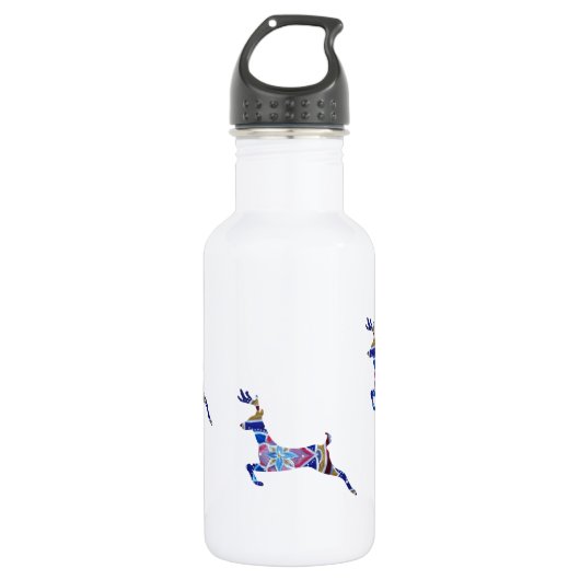 Blauw Herten Custom Waterfles (532 ml), Wit (Voorkant)
