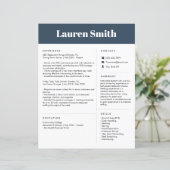 Blauw Hervatten | Hervatten van één pagina | CV op (Staand voorkant)