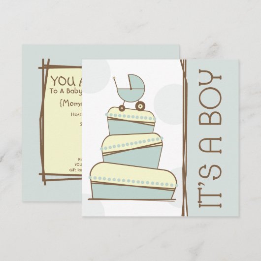 Blauw "Het is een Baby shower-uitnodiging voor een Kaart (Voorkant / Achterkant)