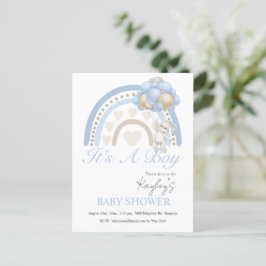 Blauw Het is een Baby shower van de Begroting van  Briefkaart