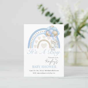 Blauw Het is een Baby shower van de Begroting van  Briefkaart