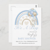 Blauw Het is een Baby shower van de Begroting van  Briefkaart (Voorkant / Achterkant)