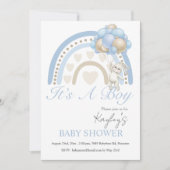 Blauw Het is een Baby shower van de Rainbow-Waterv Kaart (Voorkant)