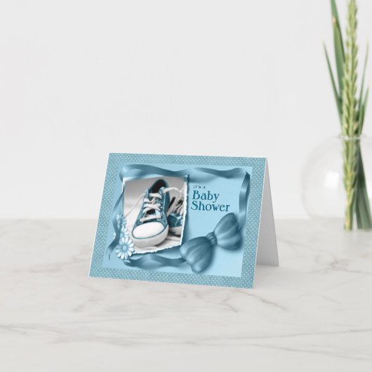 Blauw Het is een Baby shower van een Baby-jongen (Voorkant)