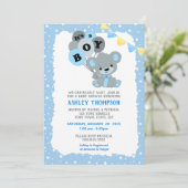 Blauw Het is een Baby shower van een Beer-jongen Kaart (Staand voorkant)