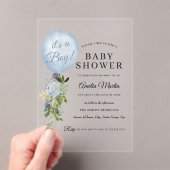 Blauw Het is een Baby shower van een Jongen ballon Acryl Uitnodigingen (Insitu (Draagbaar))