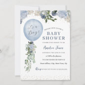 Blauw Het is een Baby shower van een Jongen ballon Kaart (Voorkant)