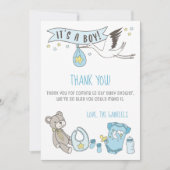  blauw Het is een Bo Baby shower Bedankkaart (Voorkant)