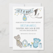 blauw Het is een Bo Baby shower Uitnodiging (Voorkant)
