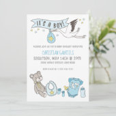 blauw Het is een Bo Baby shower Uitnodiging (Staand voorkant)
