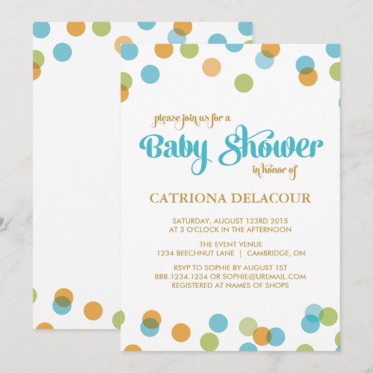 BLAUW HET IS EEN JONGE CONFETTI | BABY SHOWER INVI KAART (Voorkant / Achterkant)