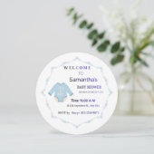 Blauw 'Het is een jongen' babyshower uitnodiging (Staand voorkant)