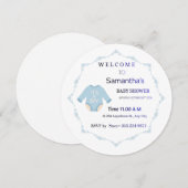 Blauw 'Het is een jongen' babyshower uitnodiging (Voorkant / Achterkant)