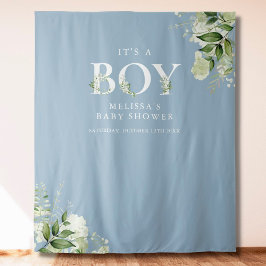 Blauw Het Is Een Jongen Gebladerte Baby Shower Fot Wandkleed