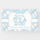 Blauw, het is een jongen, geplakt Baby shower Spandoek (Horizontaal)