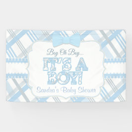 Blauw, het is een jongen, geplakt Baby shower Spandoek