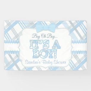Blauw, het is een jongen, geplakt Baby shower Spandoek