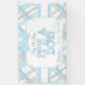 Blauw, het is een jongen, geplakt Baby shower Spandoek (Verticaal)
