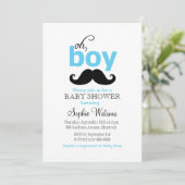 Blauw Het is een Jongen Mustache Baby Shower-uitno Kaart (Staand voorkant)
