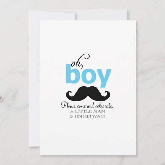 Blauw Het is een Jongen Mustache Baby Shower-uitno Kaart (Achterkant)