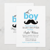 Blauw Het is een Jongen Mustache Baby Shower-uitno Kaart (Voorkant / Achterkant)