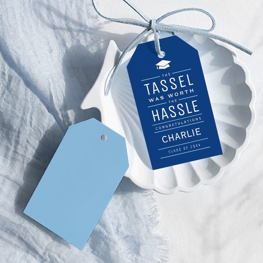 Blauw het kwastje was het gedoe Afstuderen waard Cadeaulabel