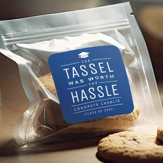 Blauw het kwastje was het gedoe Afstuderen waard Vierkante Sticker