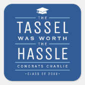 Blauw het kwastje was het gedoe Afstuderen waard Vierkante Sticker (Voorkant)